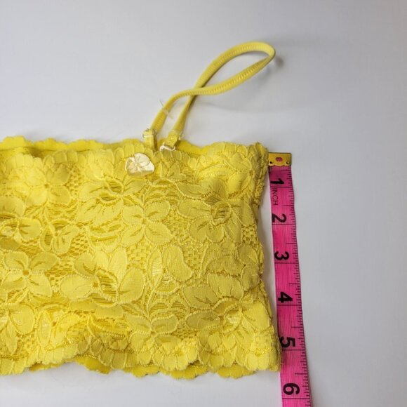 Sexy Yellow Bralette Crop Top Lace Bandeau Adjustable Straps Removable Pad - NEW - Picture 4 of 10